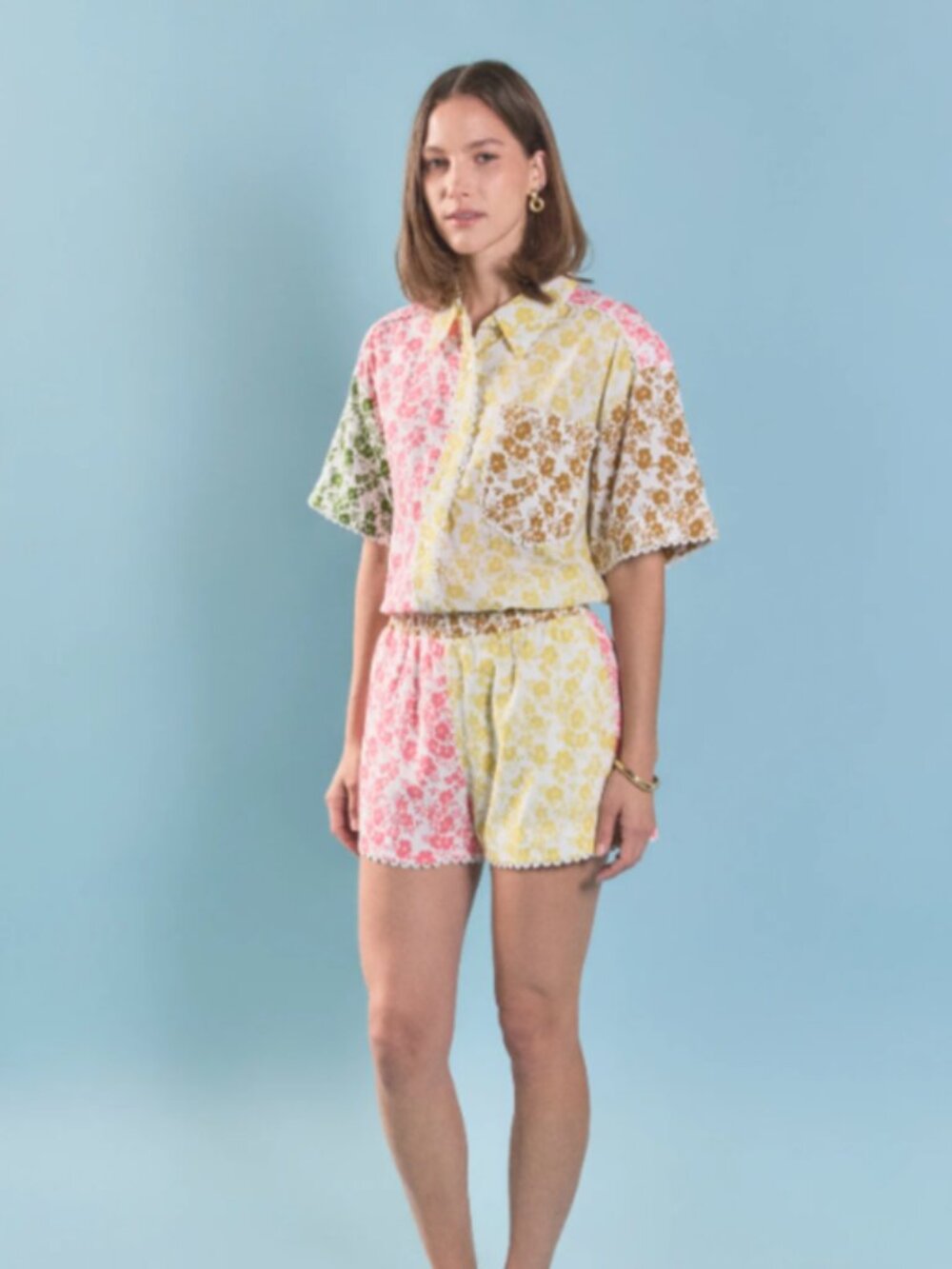 English Factory - Maisie Colorblock Printed Shorts
